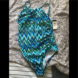 Tropical blue one piece suit  NWT